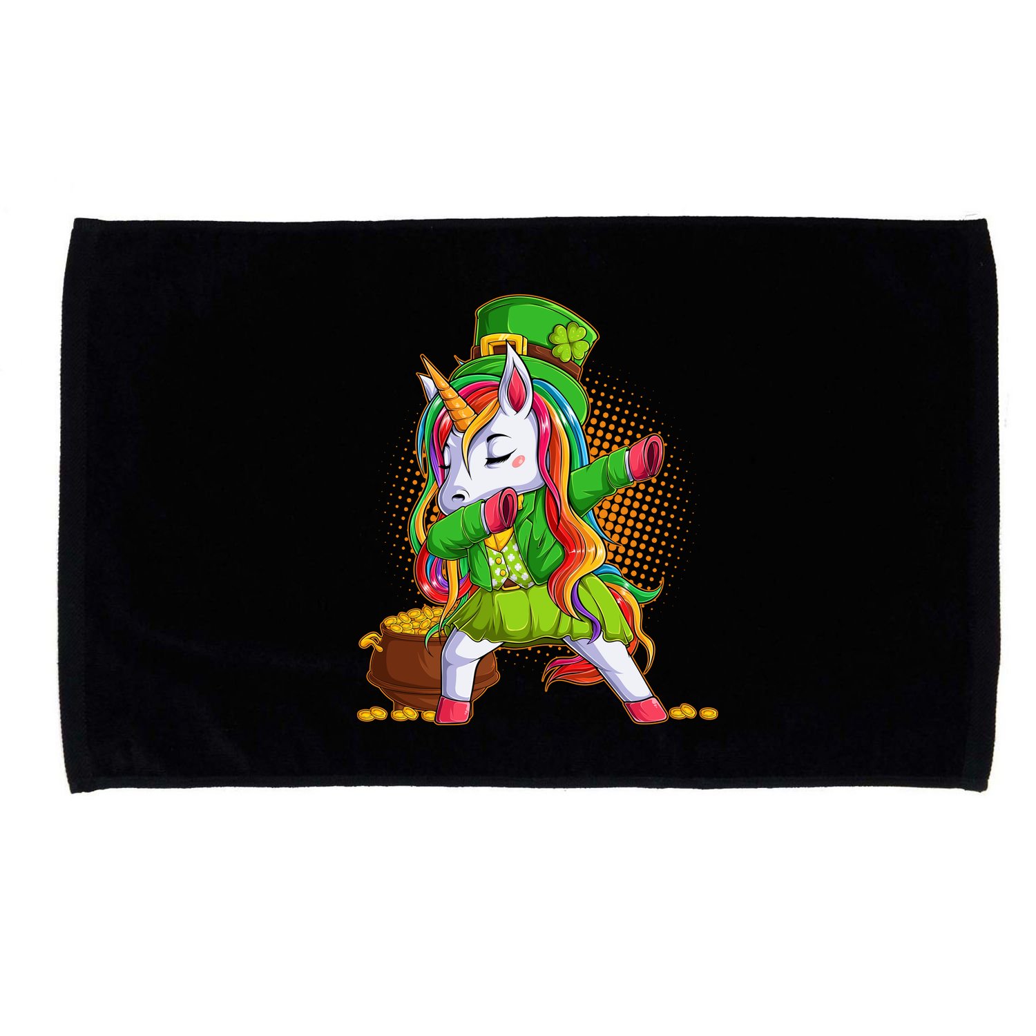 Funny St Patricks Dabbing Leprechaun Rainbow Unicorn Microfiber Hand Towel