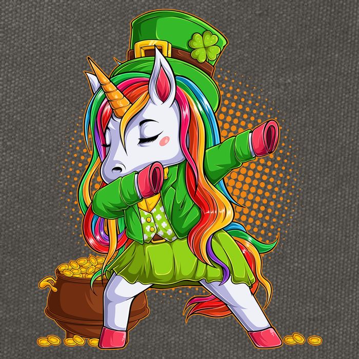 Funny St Patricks Dabbing Leprechaun Rainbow Unicorn Cotton Canvas Backpack