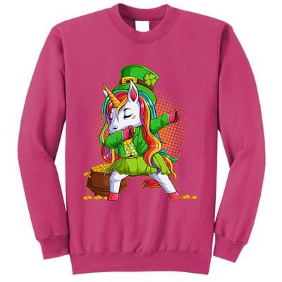 Funny St Patricks Dabbing Leprechaun Rainbow Unicorn Sweatshirt