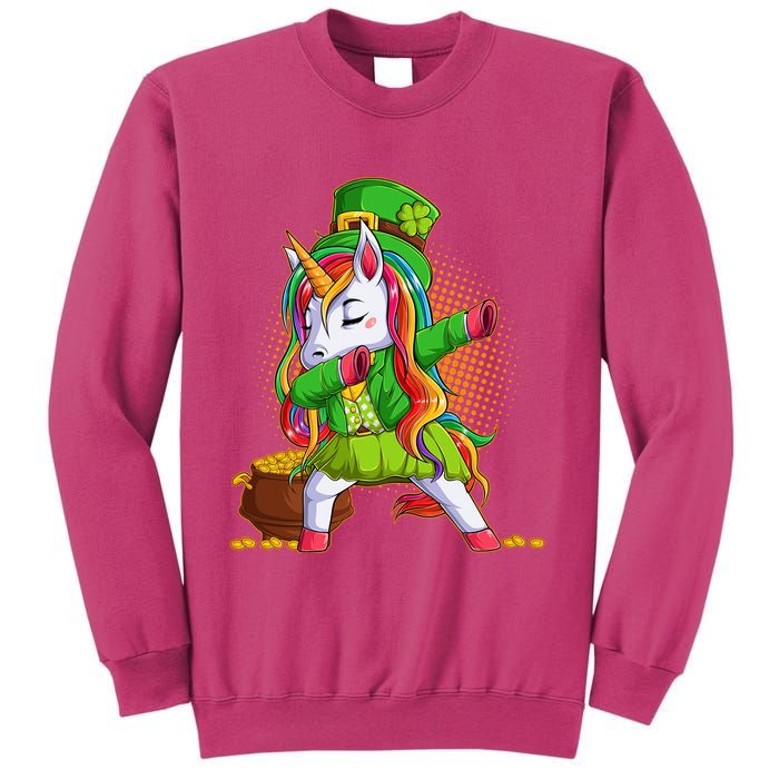 Funny St Patricks Dabbing Leprechaun Rainbow Unicorn Sweatshirt