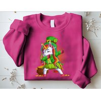 Funny St Patricks Dabbing Leprechaun Rainbow Unicorn Sweatshirt