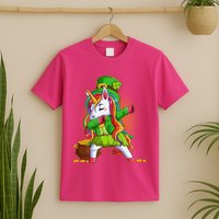 Funny St Patricks Dabbing Leprechaun Rainbow Unicorn T-Shirt