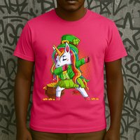 Funny St Patricks Dabbing Leprechaun Rainbow Unicorn T-Shirt