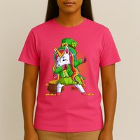 Funny St Patricks Dabbing Leprechaun Rainbow Unicorn T-Shirt