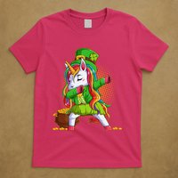Funny St Patricks Dabbing Leprechaun Rainbow Unicorn T-Shirt
