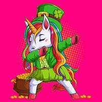 Funny St Patricks Dabbing Leprechaun Rainbow Unicorn T-Shirt