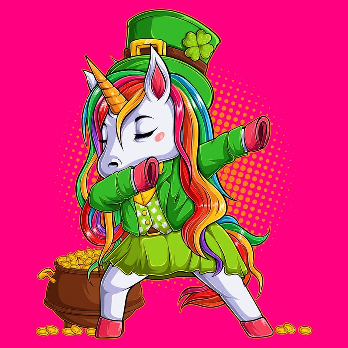 Funny St Patricks Dabbing Leprechaun Rainbow Unicorn Button