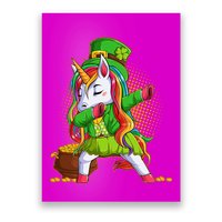 Funny St Patricks Dabbing Leprechaun Rainbow Unicorn Poster