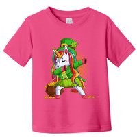 Funny St Patricks Dabbing Leprechaun Rainbow Unicorn Toddler T-Shirt