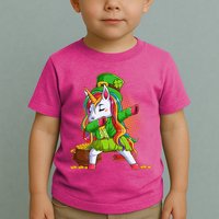 Funny St Patricks Dabbing Leprechaun Rainbow Unicorn Toddler T-Shirt