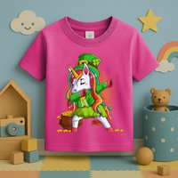 Funny St Patricks Dabbing Leprechaun Rainbow Unicorn Toddler T-Shirt