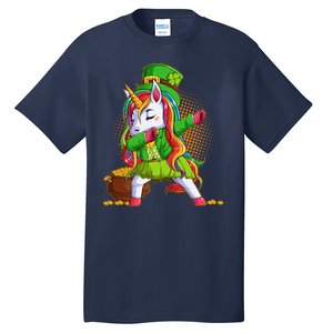 Funny St Patricks Dabbing Leprechaun Rainbow Unicorn Tall T-Shirt