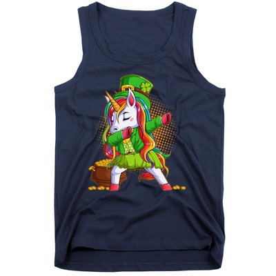 Funny St Patricks Dabbing Leprechaun Rainbow Unicorn Tank Top