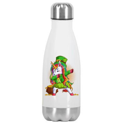 Funny St Patricks Dabbing Leprechaun Rainbow Unicorn Stainless Steel Insulated Water Bottle