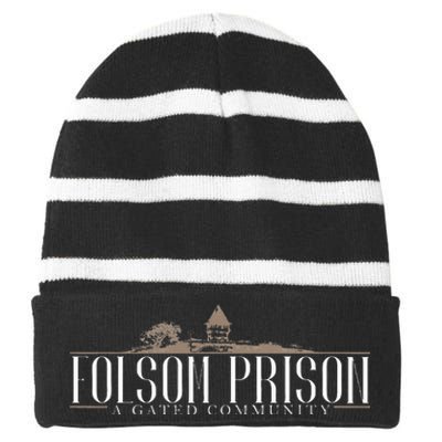 Folsom State Prison Prison State Correctional Warden Striped Beanie with Solid Band