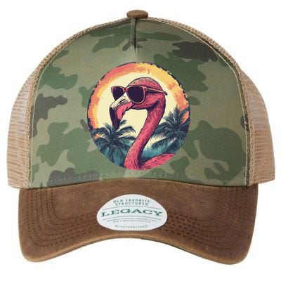 Flamingo Sunglasses Palm Tree Beach Gift Legacy Tie Dye Trucker Hat