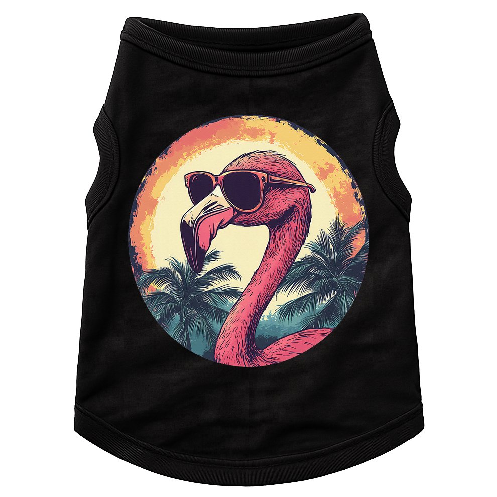 Flamingo Sunglasses Palm Tree Beach Gift Doggie Tank