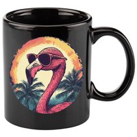 Flamingo Sunglasses Palm Tree Beach Gift 11oz C Handle Ceramic Mug