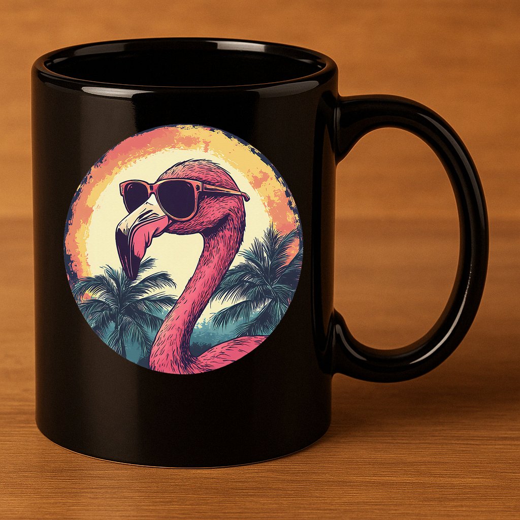 Flamingo Sunglasses Palm Tree Beach Gift 11oz C Handle Ceramic Mug
