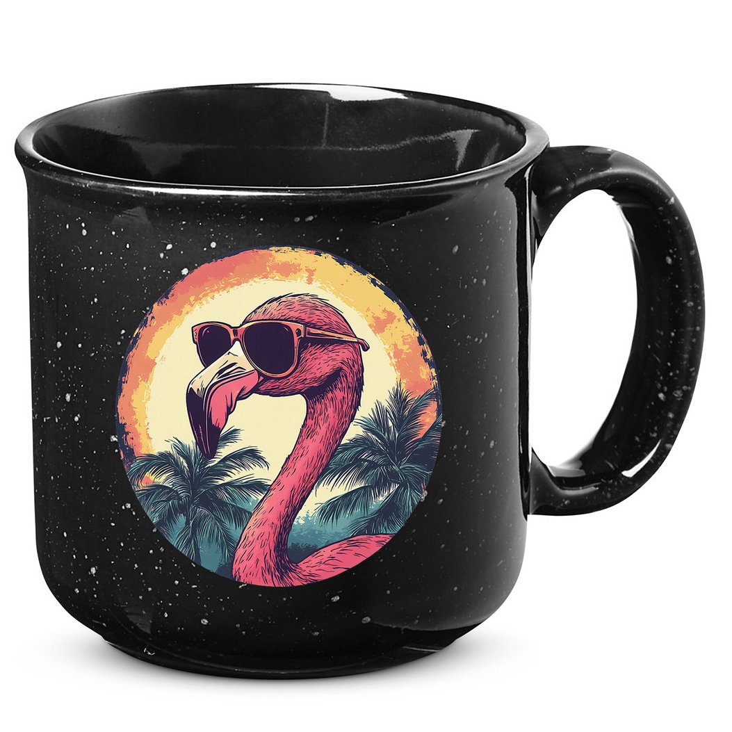 Flamingo Sunglasses Palm Tree Beach Gift 15oz Campfire Ceramic Mug