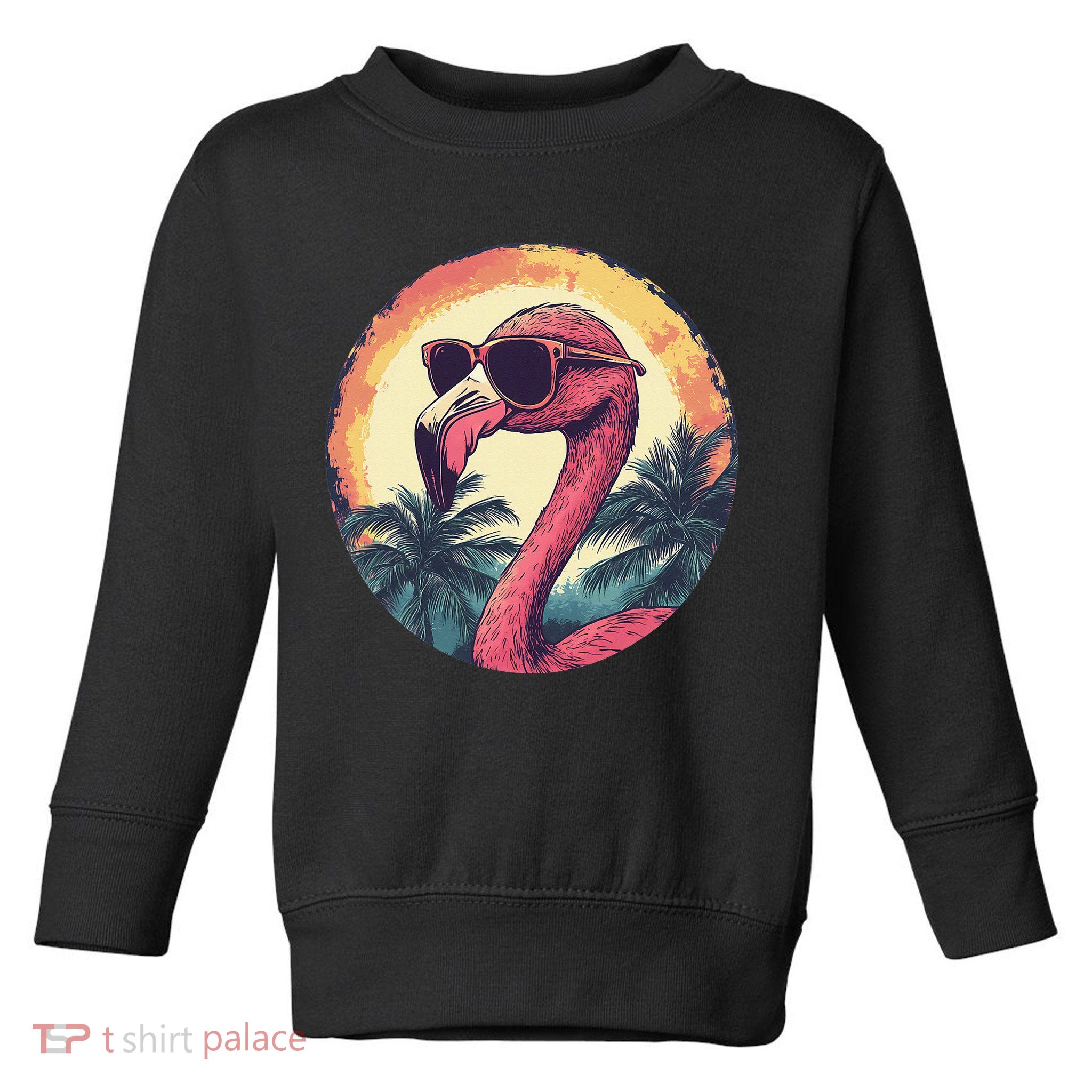 Flamingo Sunglasses Palm Tree Beach Gift Toddler Sweatshirt