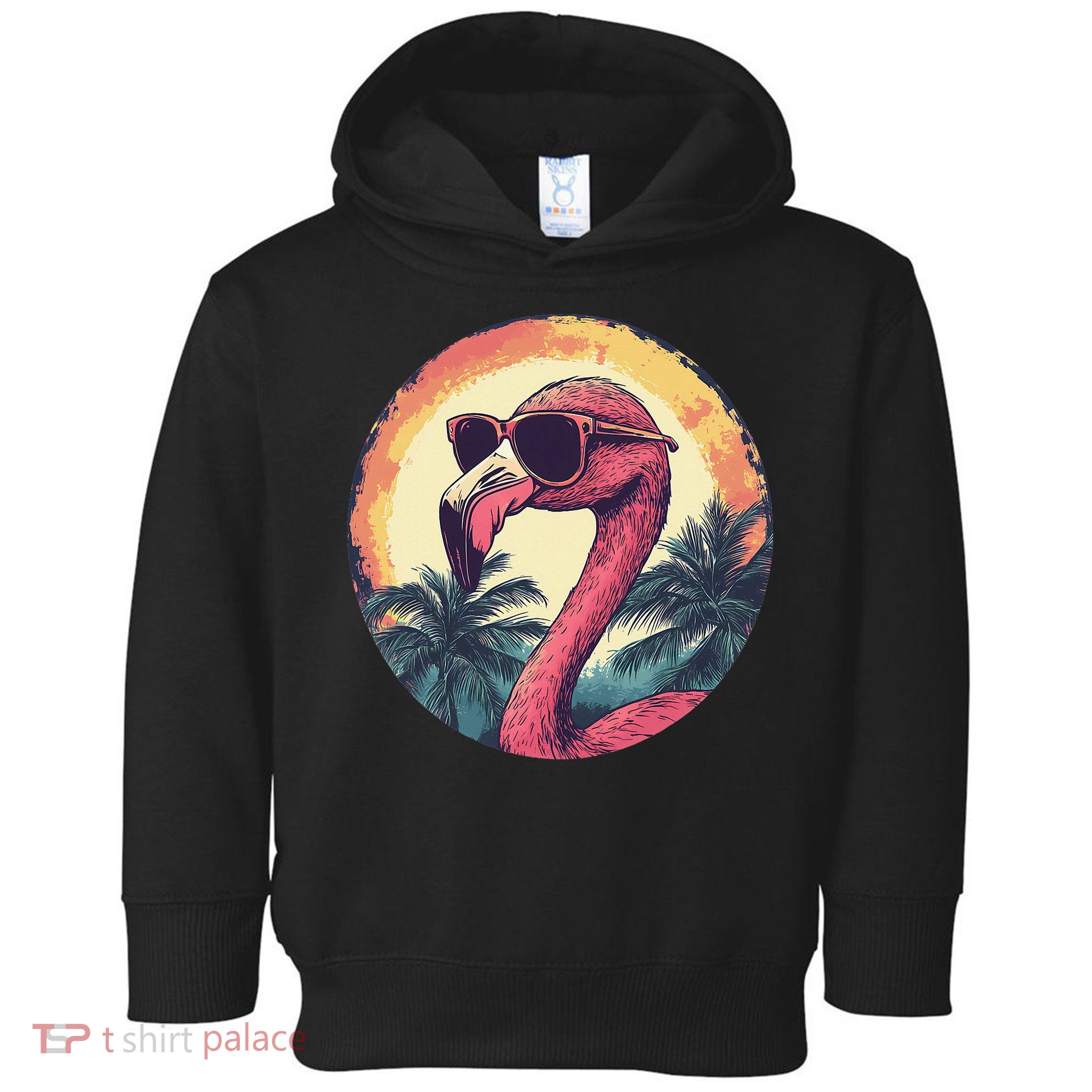 Flamingo Sunglasses Palm Tree Beach Gift Toddler Hoodie