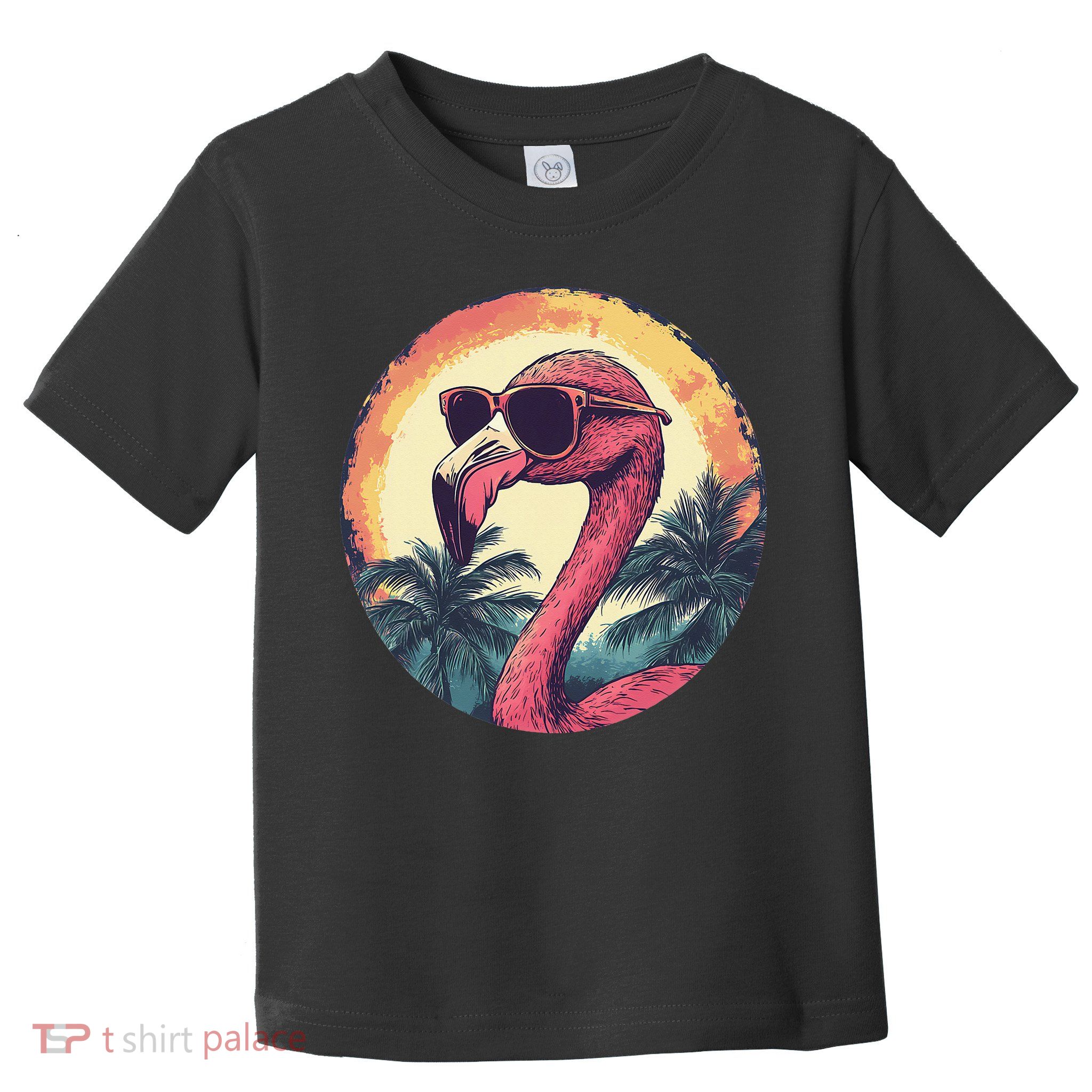 Flamingo Sunglasses Palm Tree Beach Gift Toddler T-Shirt