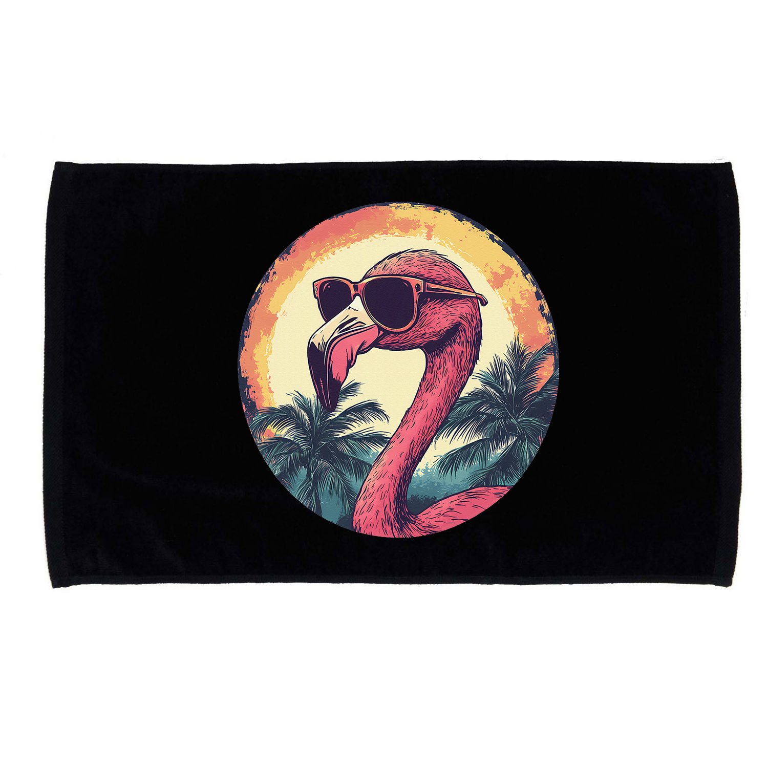 Flamingo Sunglasses Palm Tree Beach Gift Microfiber Hand Towel