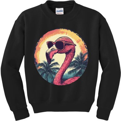 Flamingo Sunglasses Palm Tree Beach Gift Kids Sweatshirt