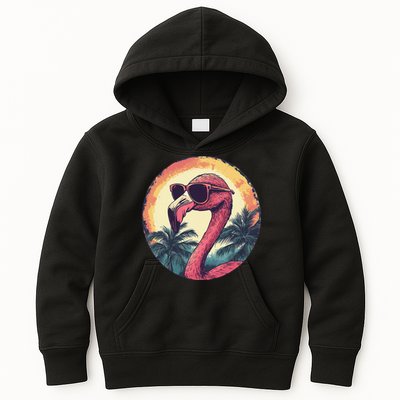 Flamingo Sunglasses Palm Tree Beach Gift Kids Hoodie