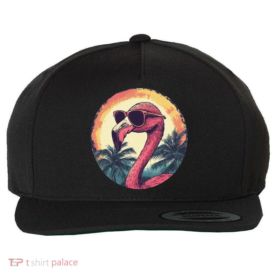 Flamingo Sunglasses Palm Tree Beach Gift Wool Snapback Cap