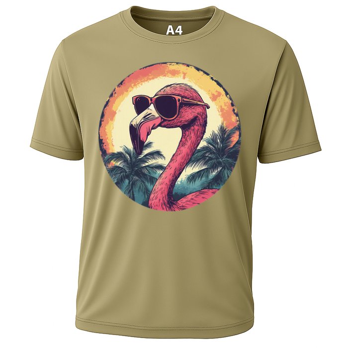 Flamingo Sunglasses Palm Tree Beach Gift Cooling Performance Crew T-Shirt