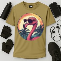 Flamingo Sunglasses Palm Tree Beach Gift Cooling Performance Crew T-Shirt