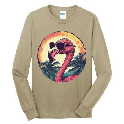 Flamingo Sunglasses Palm Tree Beach Gift Tall Long Sleeve T-Shirt