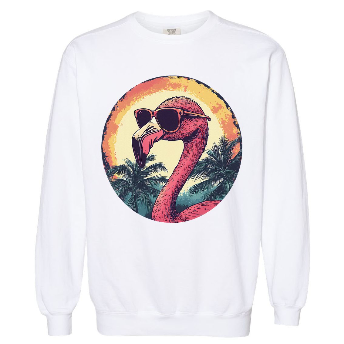 Flamingo Sunglasses Palm Tree Beach Gift Garment-Dyed Sweatshirt