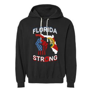 Florida Strong Pride Support Floridians Florida Flag Garment-Dyed Fleece Hoodie