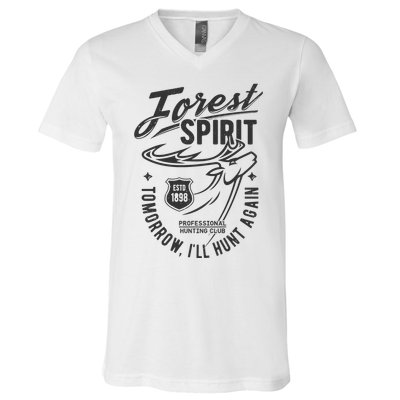 Forest Spirit Professional Hunting Club Tomorrow I'll Hunt Again V-Neck T-Shirt