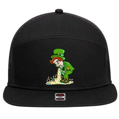 Funny St Patricks Day Leprechaun Shamrock Pattys Day Party 7 Panel Mesh Trucker Snapback Hat