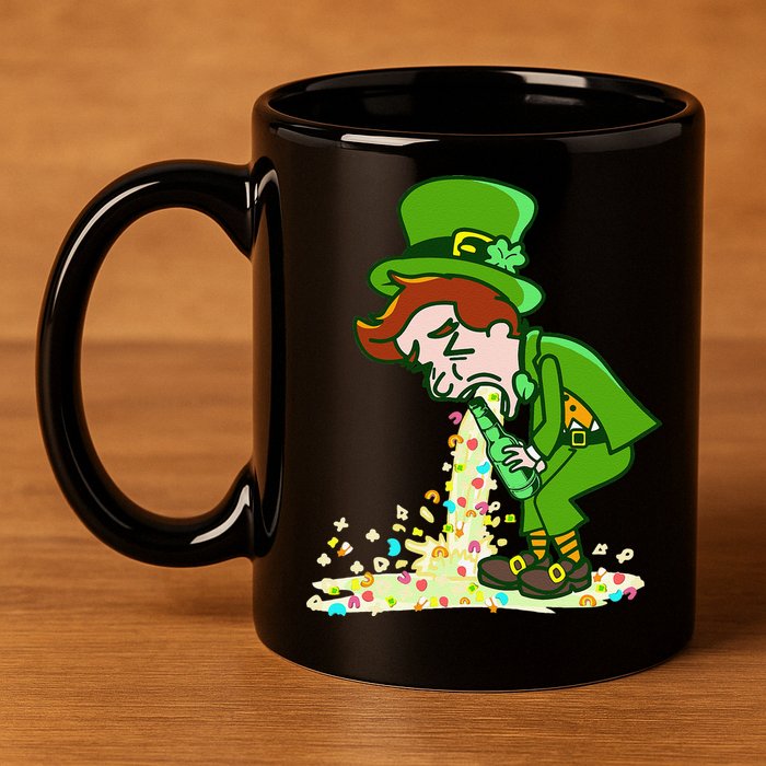 Funny St Patricks Day Leprechaun Shamrock Pattys Day Party 11oz C Handle Ceramic Mug