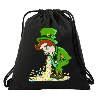 Funny St Patricks Day Leprechaun Shamrock Pattys Day Party Drawstring Bag