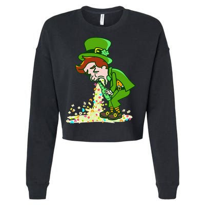 Funny St Patricks Day Leprechaun Shamrock Pattys Day Party Cropped Pullover Crew