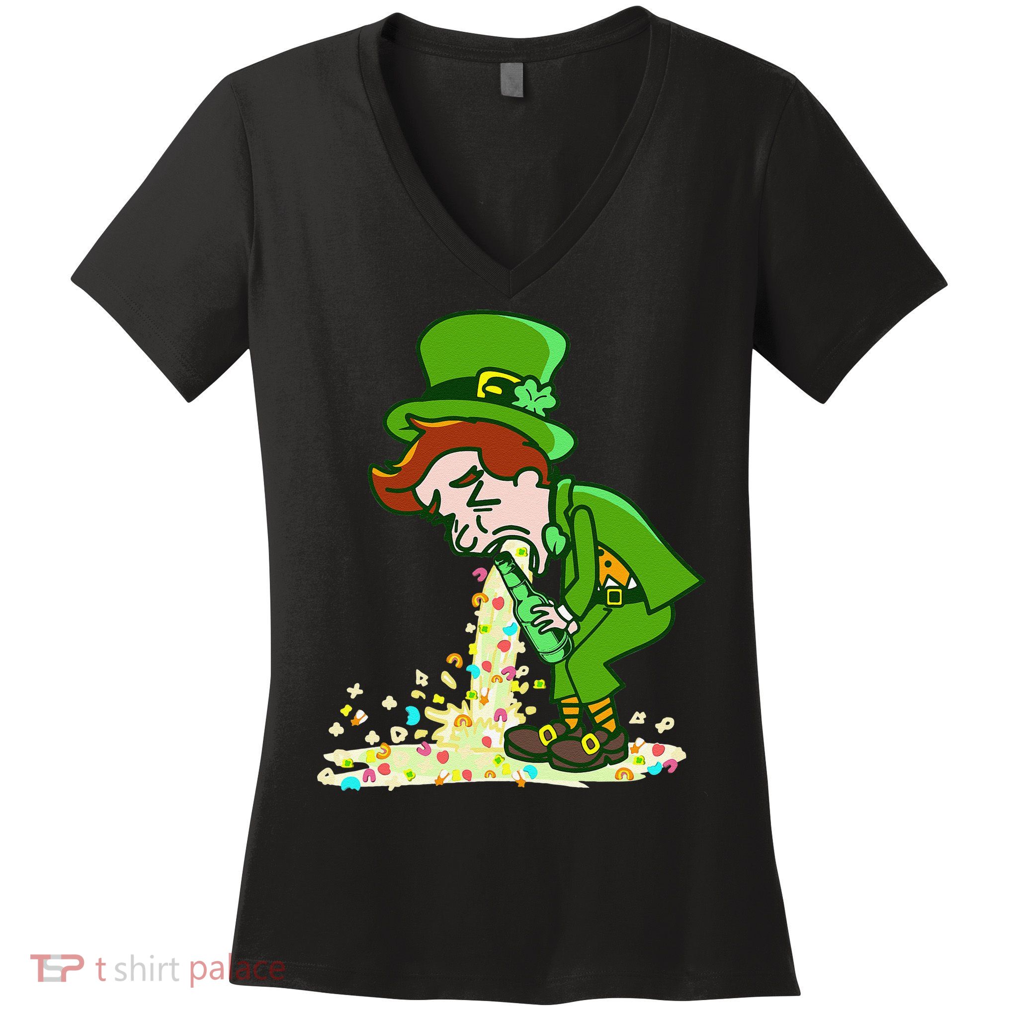 Funny St Patricks Day Leprechaun Shamrock Pattys Day Party Women's V-Neck T-Shirt