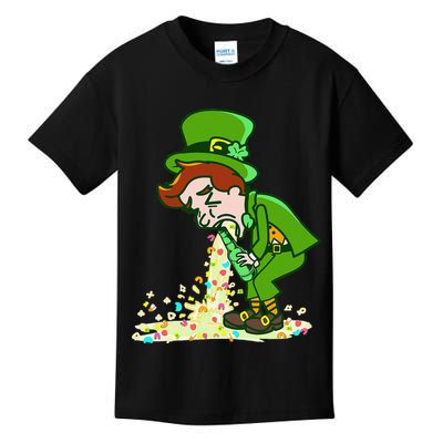 Funny St Patricks Day Leprechaun Shamrock Pattys Day Party Kids T-Shirt