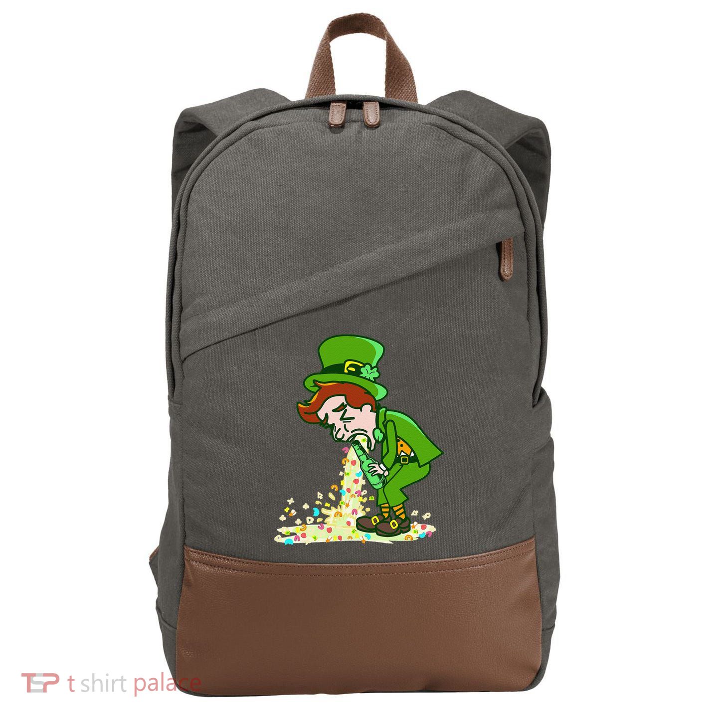 Funny St Patricks Day Leprechaun Shamrock Pattys Day Party Cotton Canvas Backpack