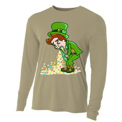 Funny St Patricks Day Leprechaun Shamrock Pattys Day Party Cooling Performance Long Sleeve Crew