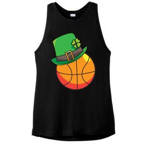 Fun St Patrick's Day Basketball Lucky Leprechaun Clover Hat Gift Ladies PosiCharge Tri-Blend Wicking Tank