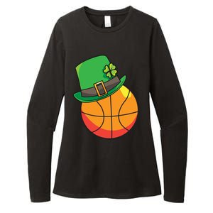 Fun St Patrick's Day Basketball Lucky Leprechaun Clover Hat Gift Womens CVC Long Sleeve Shirt