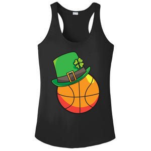 Fun St Patrick's Day Basketball Lucky Leprechaun Clover Hat Gift Ladies PosiCharge Competitor Racerback Tank