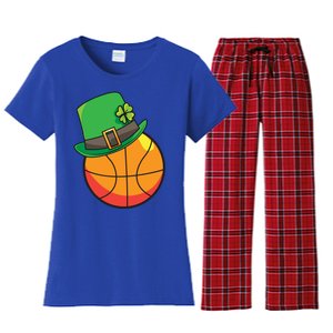 Fun St Patrick's Day Basketball Lucky Leprechaun Clover Hat Gift Women's Flannel Pajama Set