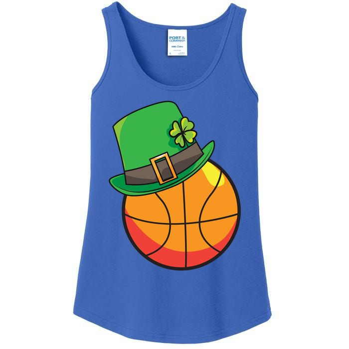 Fun St Patrick's Day Basketball Lucky Leprechaun Clover Hat Gift Ladies Essential Tank